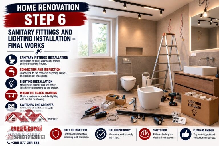 Installation of sanitary fixtures and lighting - step 6
