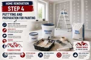 Puttying and preparation for painting step 4 home renovation